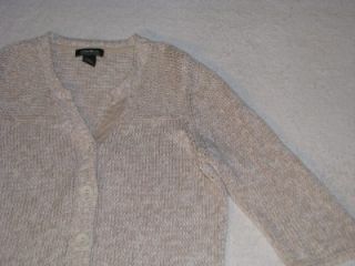 EDDIE BAUER Womens Mesh Knit Beige Cardigan Size M Medium 8 10