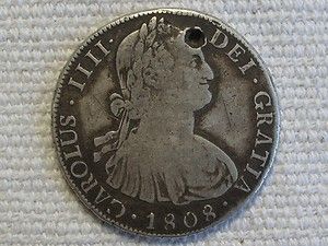   Potosi Silver Coin 8 Reales Carolus IIII Charles IV PJ Colonial
