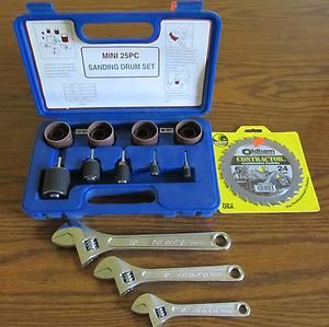 SANDING DRUM SET 3 ADJUSTABLE WRENCHES OLDHAM 5 3 8 24 T SAW BLADE