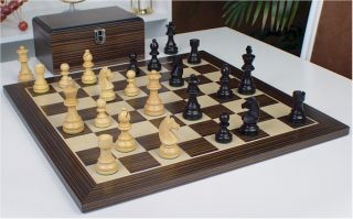 German Knight Staunton Chess Set Eboninzed Boxwood Macassar Board Box 