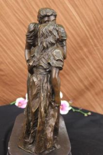 Loving Woman Mother Children Sculpture Unique Art Bronze Marble Statue 