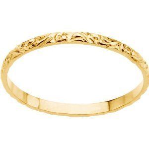 14 KT Yellow Gold Childrens Etched Fashion Ring