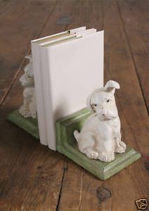   Green Childrens Puppy Dog Cast Iron Bookends Office Decor