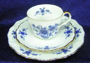    Seltmann Weiden China W Germany Blue Rose Cup Saucer Plate Trio