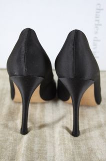 Charles David Leisure Black Satin Pointed Toe Pumps Heels Size 10 $230 