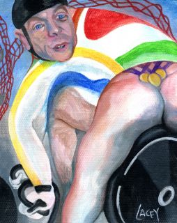   great Chris Hoy, contemplating a few of his past Olympic gold medals