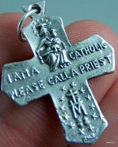 Silver 4 Way St Christopher Cross Saint Medal Crucifix