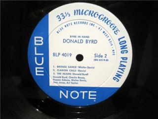 Byrd in Hand Donald Byrd Orig Blue Note 4019 Deep Groove EXC to Near 