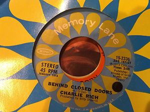 Charlie Rich Behind Closed Doors Take It on Home 45 7 Vinyl Record 