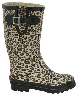 Chooka Cheetah Pattern Rubber Rain Boots Shoes Multi 10 New