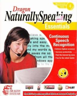 Dragon Naturally Speaking 4 Essentials w Headset Manual PC CD Speech 