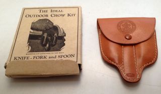 Vintage Boy Scout Chow Kit in Box BSA Knife Fork Spoon Utensil Kit in 