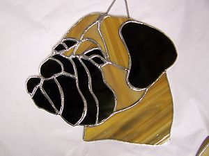 Bullmastiff Bulldog in Stained Glass Handcrafted Very nice piece MUST 