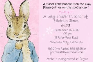 Peter Rabbit Potter Baby Shower Birthday Invitations