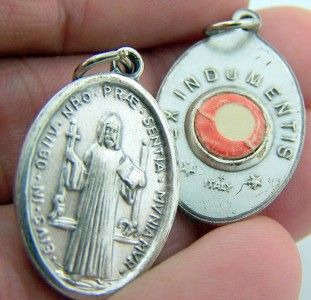 Needzo PLC Exorcism Protect Silver P Cloth Relic Medal of Saint St 