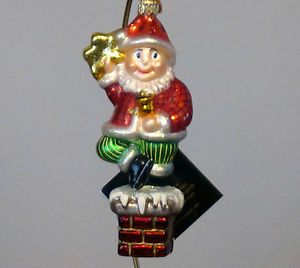 Kurt Adler Polonaise CHIM CHIMNEY Elf on Chimney Christmas ornament 