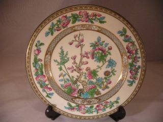   Chelsea China Plate Morris England Gold Dot H Painted Flower