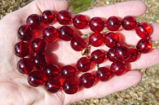 Vintage Art Deco Cherry Juice Amber Bakelite Bead Necklace 46 Grams 