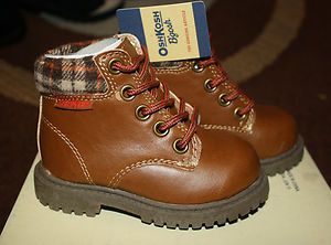 New Toddler Boys Chester OshKosh Brown Casual Hiking Boots Sizes 5 6 9 