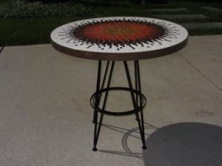 VINTAGE Mid Century MOSAIC TILE TOP Cafe/Dining TABLE Danish Modern 