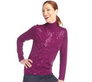 George Simonton Long Sleeve Turtleneck with Sequin Detail —