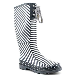 Chooka Canvas Stripes Womens Size 9 Blue Rubber Rain Boots UK 6 5 EU
