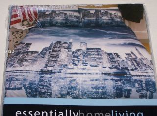 City Skyline Printed Queen Bed Microfibre Quilt Cover Set New