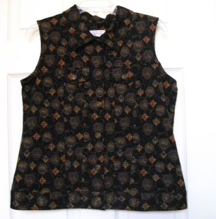 Christopher Banks Size S Sleeveless vest button front black print