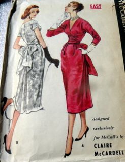  Vtg 1950s Dress Designer Claire McCardell Sewing Pattern 15 35