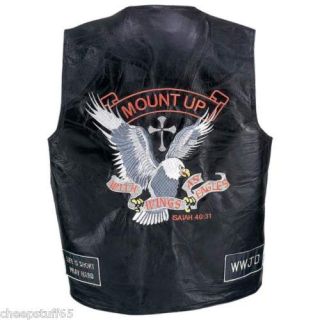Motorcycle Bikers Leather Vest Christian Patches x LG