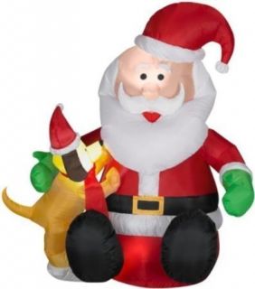 Santa with Puppy Airblown Christmas Inflatable New