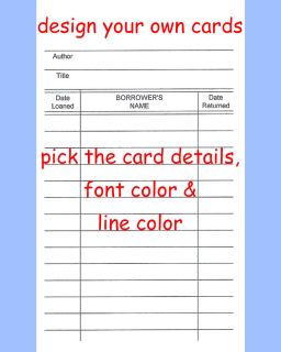 100 Library Loan Checkout Classroom Class Book Cards You Pick Details