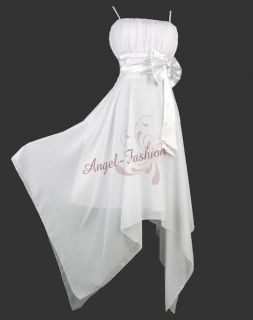 Classy Ruffle Bow Asym Hem Maxi Party Dresses 16 White