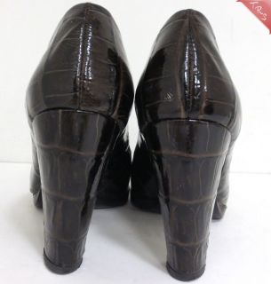 Claudia Ciuti Dark Brown Embossed Patent Leather Classic Pumps 7 5M
