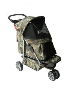 Sporty Camouflage Pet Dog Cat Stroller Carrier w Cup Holder