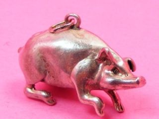 Nanas Vintage Sterling Silver 3D Chubby Pig Charm Pendant