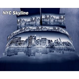 Dolce Mela New York Skyline Egyptian Cotton Duvet Cover Set King