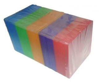 100 Slim Assorted Color Single VCD PP Poly Cases 5mm