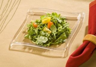 Yoshi 7 Square Wave Clear Plastic Salad Plates 10ct