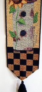 Bell Pull Tapestry Cat Sunflower 36 w Wood Dowel Top Wall Hanging USA