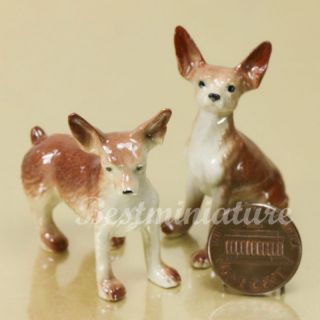 Chihuahua Dogs Miniature Statue Ceramic Figurine
