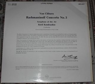Van Cliburn Rachmaninoff Concerto No 3 Original 1959 RCA German Stereo