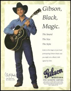 CLINT BLACK FOR THE GIBSON J 200 MONTANA ACOUSTIC GUITAR AD 8X11