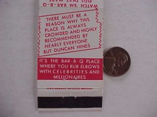 1950s Era Clewiston Florida Old South Barbecue Ranch Matchbook