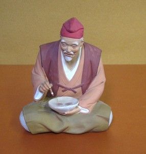  Japanese Urasaki Hakata Doll Clay Pottery Painter Figurine Man
