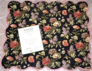 Waverly Fabric Cliffside Cottage Black Floral Standard Pillow Sham NIP