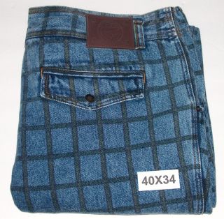 Zephyr Windowpane Jeans Mens Clothing Size 40W x 34L