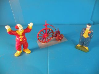 Vtg Clown and Bicycle 2 Clowns and Bike Lead Figures