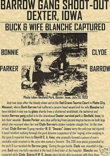 Bonnie and Clyde Barrow Gang Shoot Out in Dexter Iowa