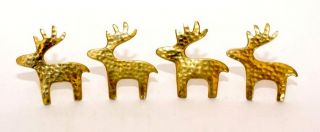 Christmas Reindeer Napkin Rings Hammered Finish Brass